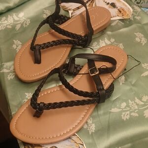 Elegant Black Braided Sandals